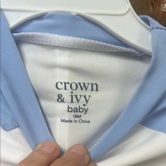 Crown & Ivy Blue and White Rashguard Swimwear - Picture 3 of 3